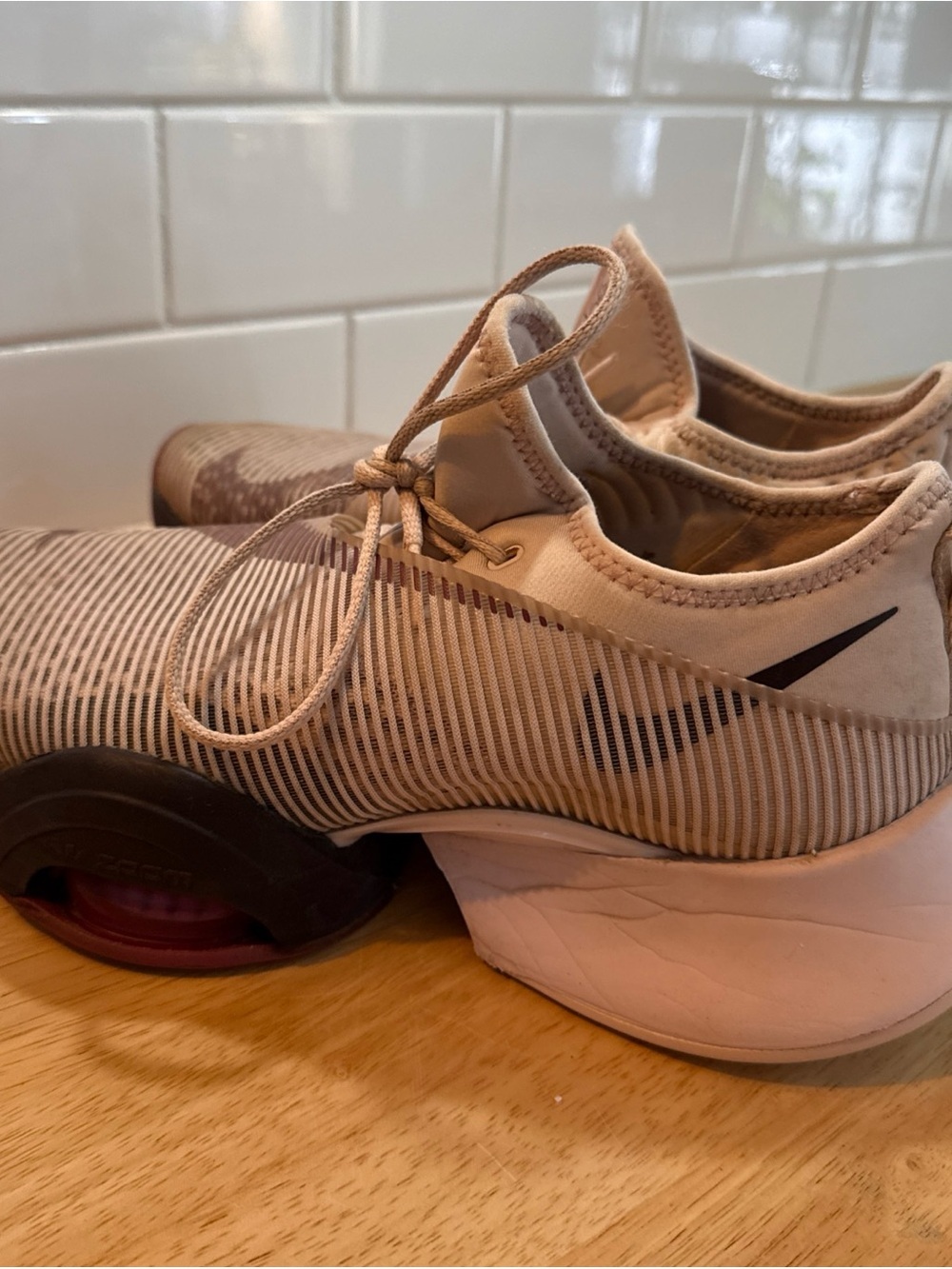 Nike Women's Slip-On Athletic Shoes in Beige and Burgundy - Picture 3 of 14